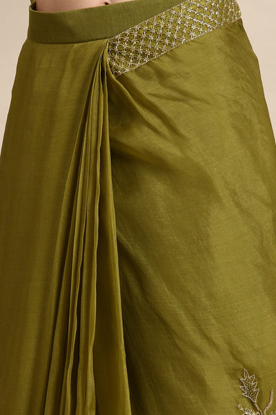 Green Silk Organza Embellished Saree - ASSR004
