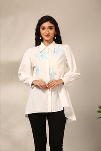 White Malai Cotton Short Top - ASST0100