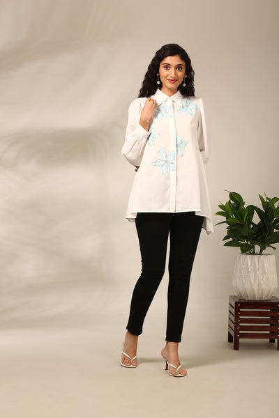 White Malai Cotton Short Top - ASST0100