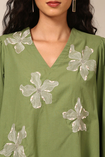 Green Malai Cotton Short Top - ASST0101