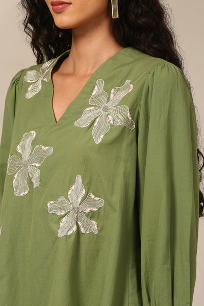 Green Malai Cotton Short Top - ASST0101