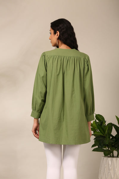 Green Malai Cotton Short Top - ASST0101