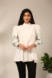 Ivory Cotton Silk Short Top - ASST0104