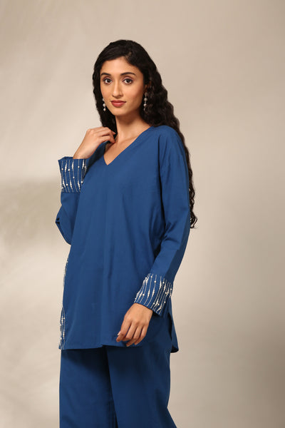 Blue Malai Cotton Short Top - ASST0105