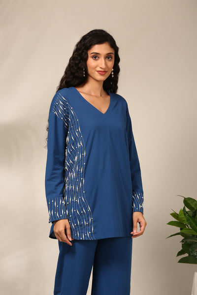 Blue Malai Cotton Short Top - ASST0105