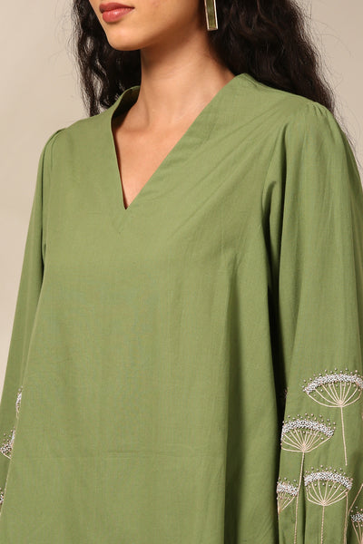 Green Malai Cotton Short Top - ASST0106