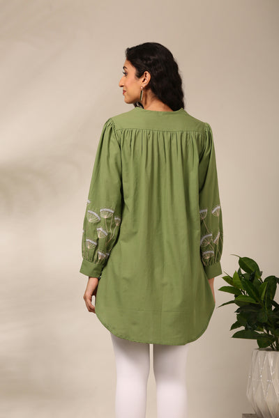 Green Malai Cotton Short Top - ASST0106