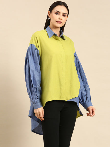 Green/Blue Cotton Shirt - ASST073