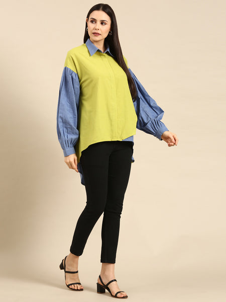 Green/Blue Cotton Shirt - ASST073