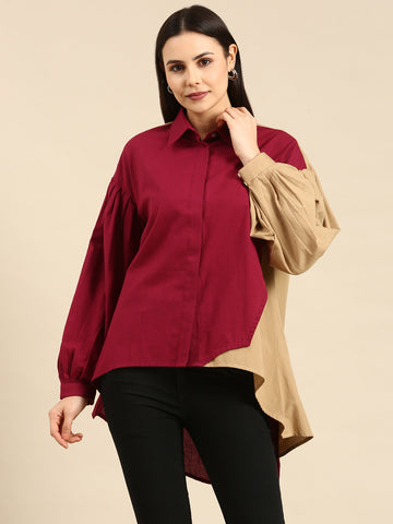 Burgandy/Mustard Cotton Shirt - ASST075