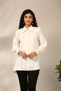 Ivory Slub Silk Short Top - ASST099