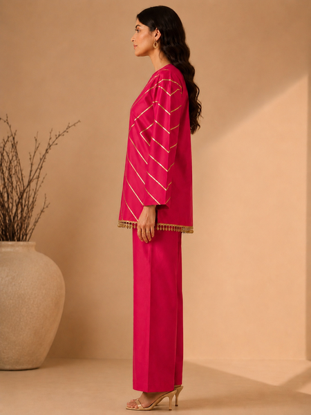 Fuchsia Pink Silk/Cotton Cord Set (Rose-Berry Coulis) - ASCRSET062