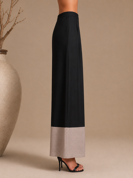 Black & Silver Bemberg Silk Pant (Dark Cacao & White Pepper) - ASP077
