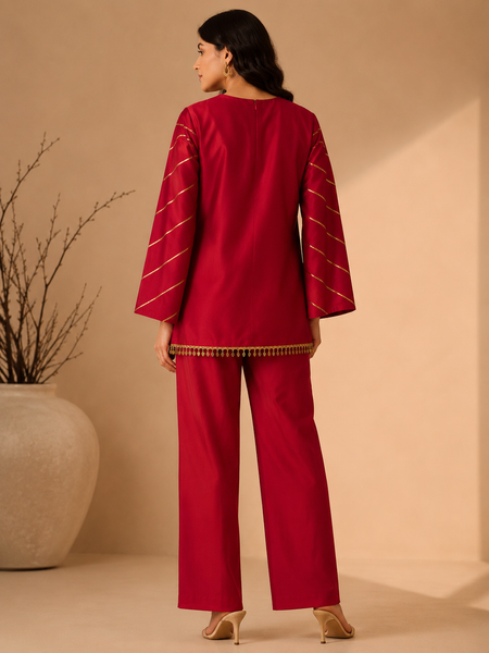 Hot Pink Silk/Cotton Short Kurta (Candied Plum & Honeyed Cardamom) - ASST0115
