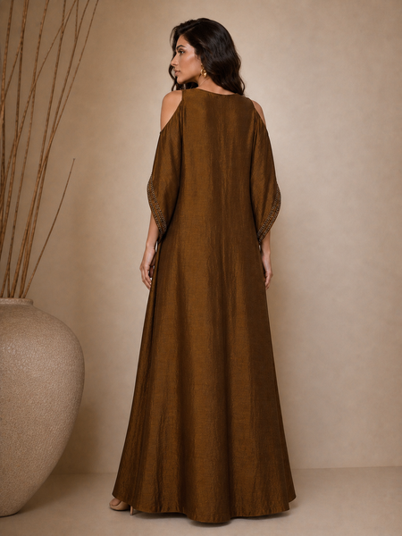 Rust Gold Bemberg Silk Dress (Toasted Amber Honey) - AS0761