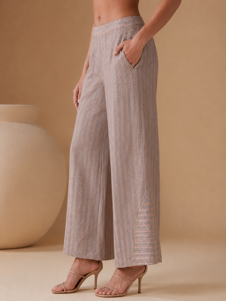 Grey & Pink Linen Striped Pant (Slate & Rose)  - ASPL063