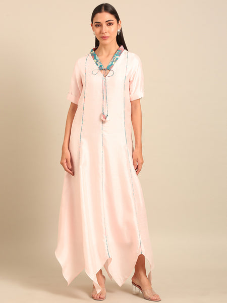 Baby Pink Bemberg Silk Dress (Pink Champagne & Marshmallow Sorbet) - AS0746