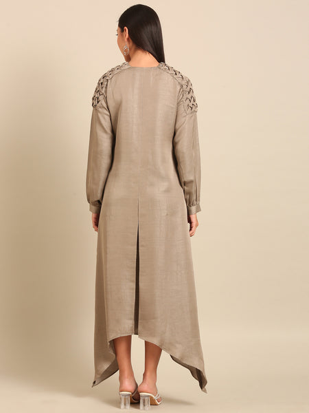 Dark Grey Bemberg Silk Dress (The Earl Grey & Pearl Ganache) - AS0743