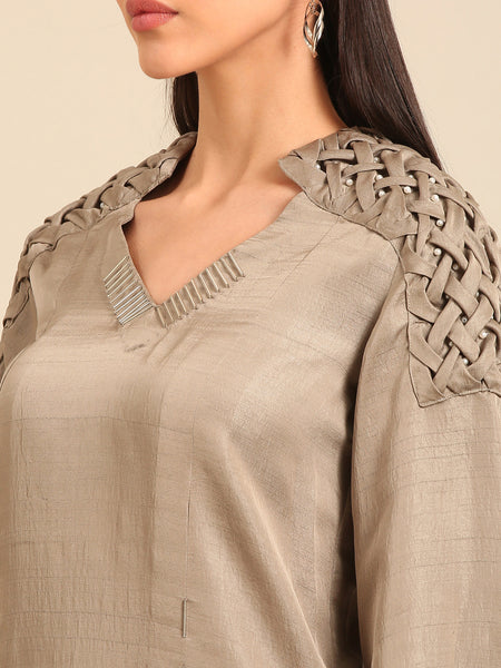 Dark Grey Bemberg Silk Dress (The Earl Grey & Pearl Ganache) - AS0743