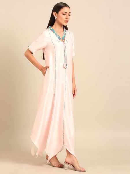 Baby Pink Bemberg Silk Dress (Pink Champagne & Marshmallow Sorbet) - AS0746