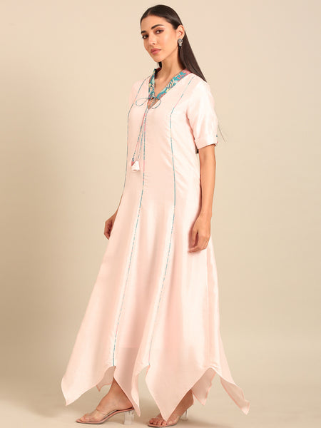 Baby Pink Bemberg Silk Dress (Pink Champagne & Marshmallow Sorbet) - AS0746