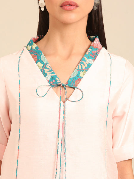 Baby Pink Bemberg Silk Dress (Pink Champagne & Marshmallow Sorbet) - AS0746