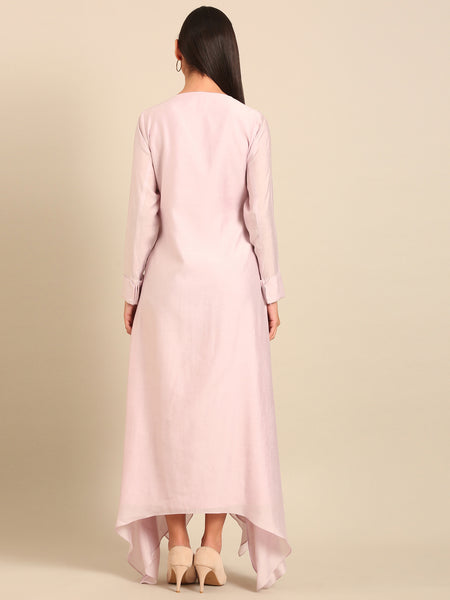 Lavender Roman Silk Dress (Frosted Lilac Meridian) - AS0747