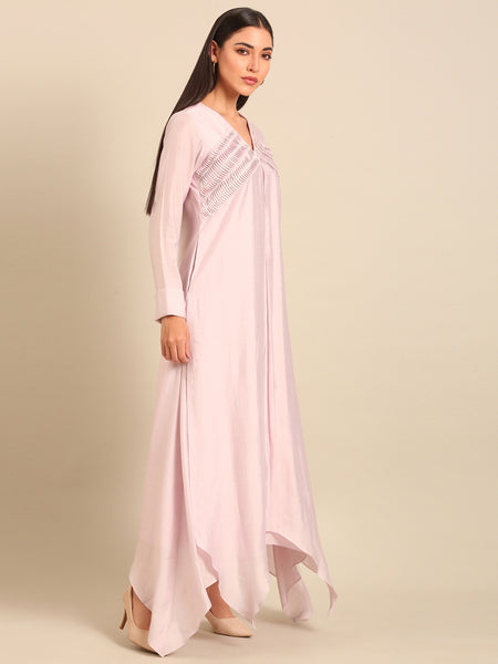 Lavender Roman Silk Dress (Frosted Lilac Meridian) - AS0747
