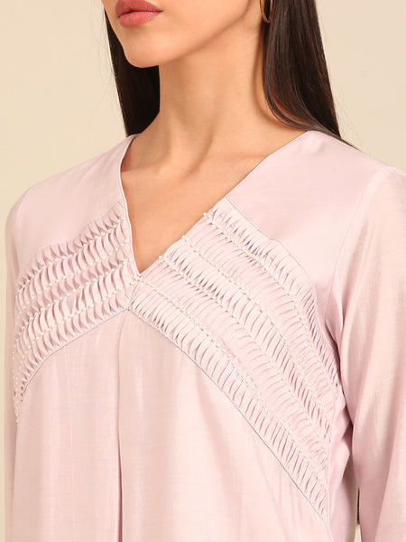 Lavender Roman Silk Dress (Frosted Lilac Meridian) - AS0747