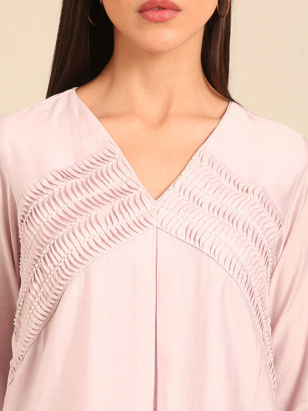 Lavender Roman Silk Dress (Frosted Lilac Meridian) - AS0747