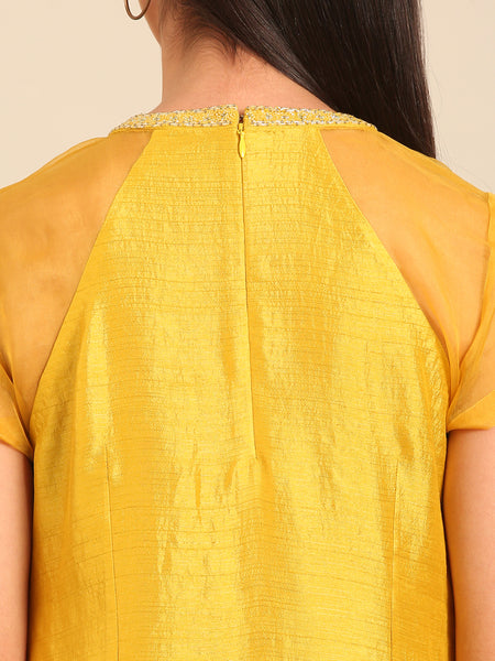 Yellow Bemberg Silk/Organza Dress (Lemon-Zest & Honeyed-Organza) - AS0751