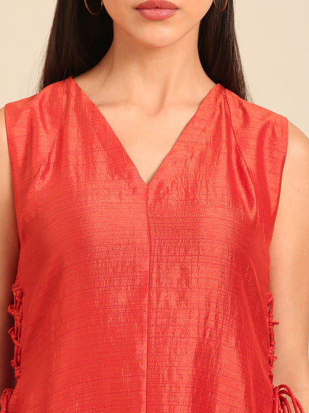 Rust Orange Bemberg Silk Maxi Dress (The Roasted Amber) - AS0755