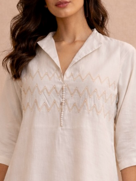 White Bemberg Silk Dress (Pearl Coconut Sovereign) - AS0745