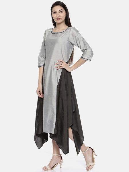 Silver Grey Fish Tail Dress - AS0110 - Asmi Shop