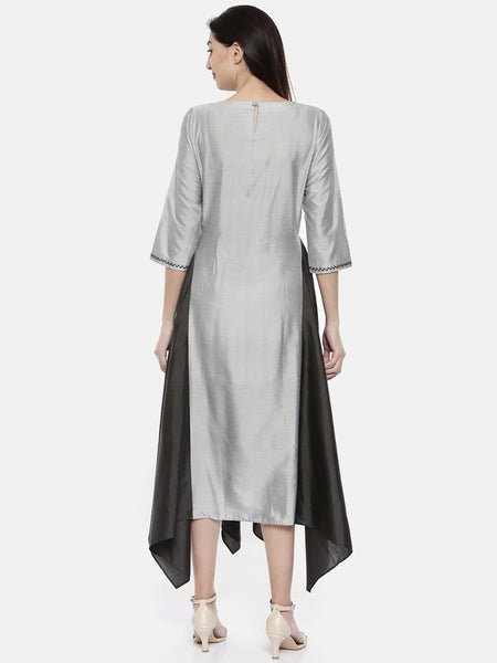 Silver Grey Fish Tail Dress - AS0110 - Asmi Shop