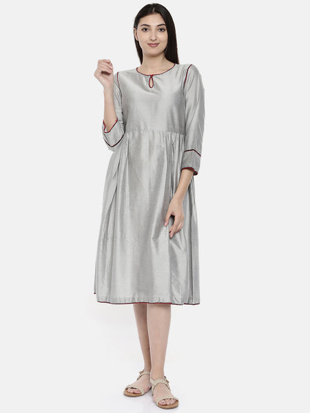 Silver With Embr Dress - AS0114 - Asmi Shop