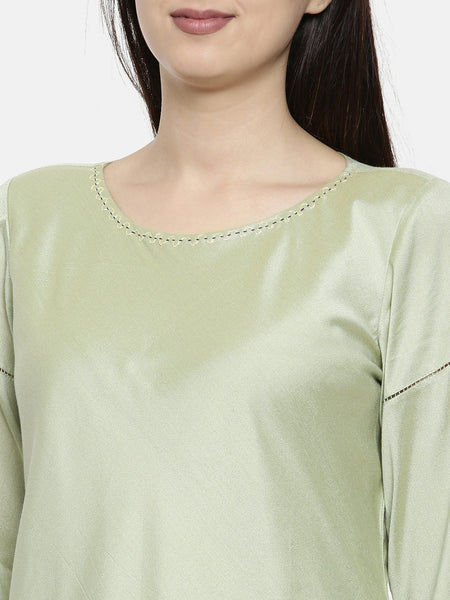 Pastel Green Classic Cut Dress - AS0126 - Asmi Shop