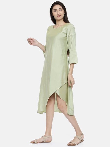 Pastel Green Classic Cut Dress - AS0126 - Asmi Shop