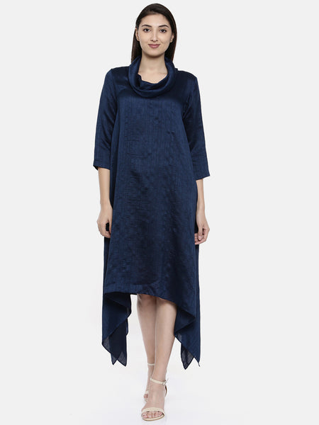 Blue Cowl Neck Dress - AS0136 - Asmi Shop