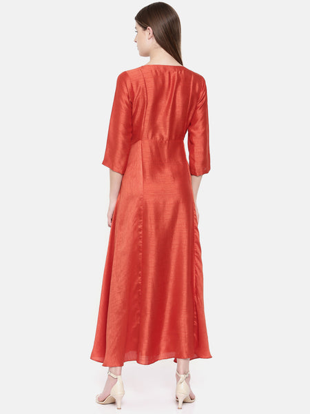 Rust Orange Dress - AS0151 - Asmi Shop