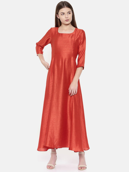 Rust Orange Dress - AS0151 - Asmi Shop
