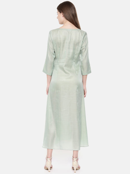 Pastel Green Classic Dress - AS0154 - Asmi Shop