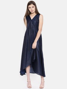 Blue Seq Sleeveless Dress - AS0167 - Asmi Shop