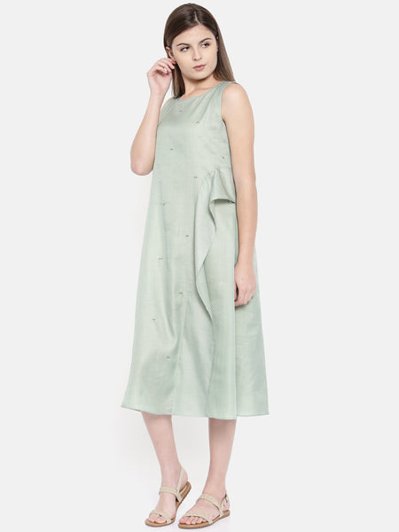 Pastel Green Emb Dress  - AS0169 - Asmi Shop