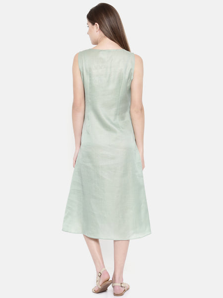Pastel Green Emb Dress  - AS0169 - Asmi Shop