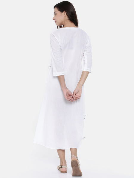 White Layered Cotton Dress  - AS0191 - Asmi Shop