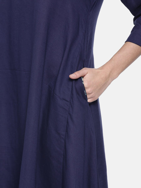 Blue Cotton Silk Koul Dress  - AS0213 - Asmi Shop