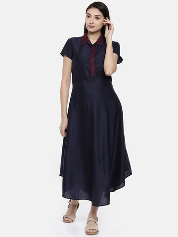 Classic Collared Blue Dresss - AS027 - Asmi Shop