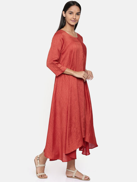 Rust orange high low dress with center show potlis - AS0311 - Asmi Shop