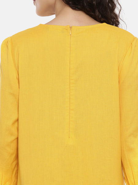 Yellow Malai Cotton Cowl Dress -  AS0405